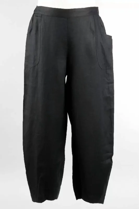 Straight-fit trousers pants for classic style -Linen Lantern Pant In Black