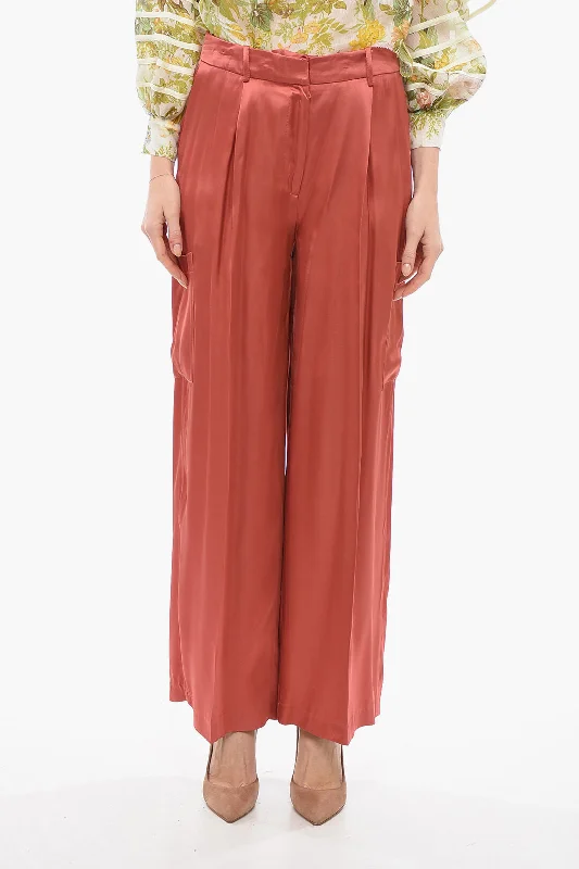 Cargo pants for a functional style -Loulou Studio Single Pleated Satin Wide Leg Pants