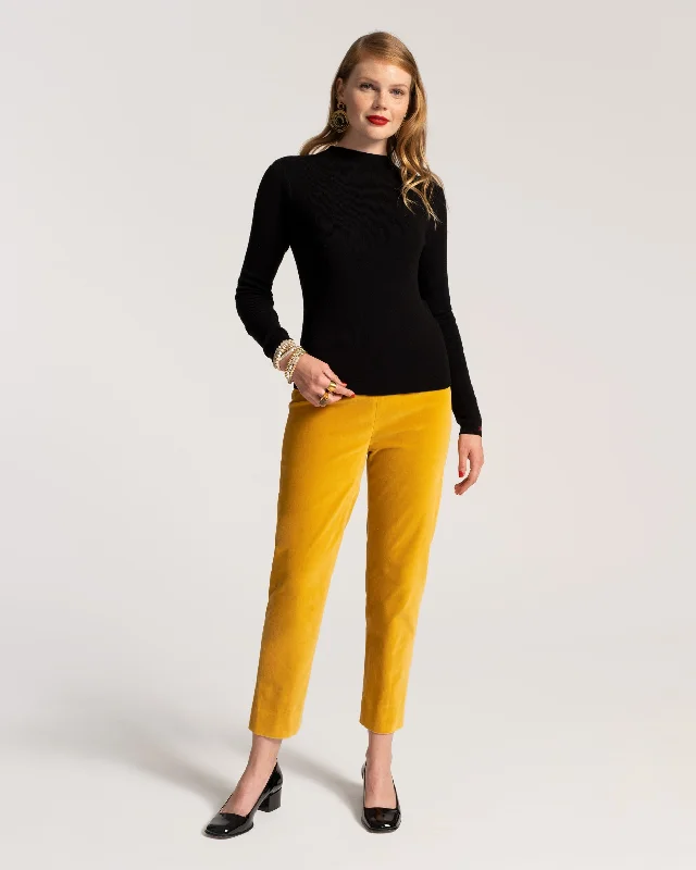 Soft stretch pants for daily wear -Lucy Pant Stretch Velvet Mustard