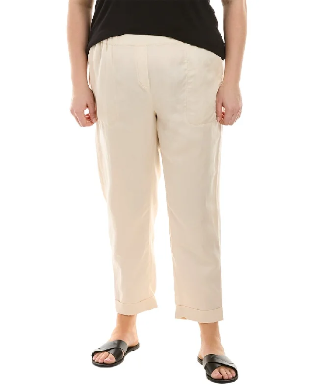 Fashion pants for everyday wear -Marina Rinaldi Plus Recale Linen-Blend Trouser