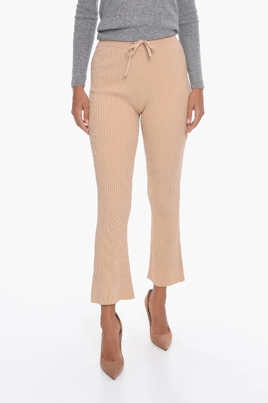 Elegant formal pants for business meetings -Nanushka Ribbed Viscose-knit LYKKE Flared Pants