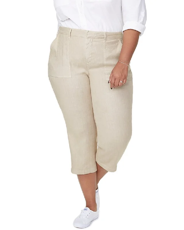 Trousers pants for professional outfits -NYDJ Plus Linen-Blend Utility Capri Pant