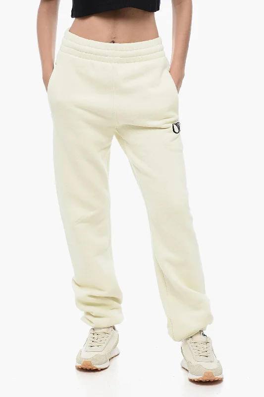 Trendy pants for trendy street style -Off-White Embroidered Logo Brushed Cotton Joggers