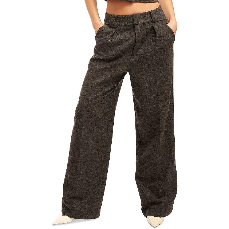 Wide-leg trousers for airy style -Owen Womens Pleated Work Wear Wide Leg Pants