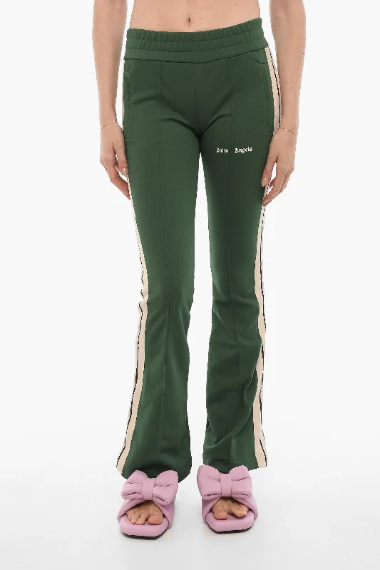 Comfortable pants for exercise -Palm Angels Flared Joggers with Contrasting Side Band