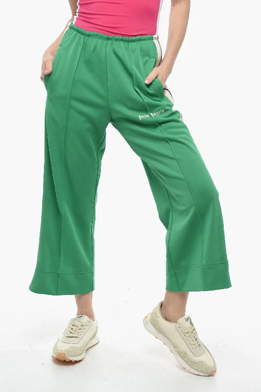 Versatile pants for everyday wear -Palm Angels Track Flared Pants with contrasting side bands