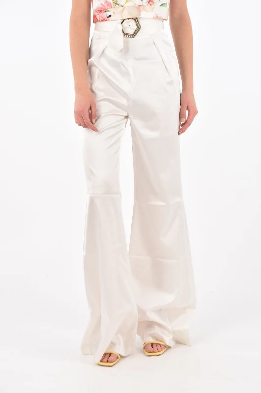 Professional fit pants for workwear -Philipp Plein Silk JEWEL Palazzo Pants