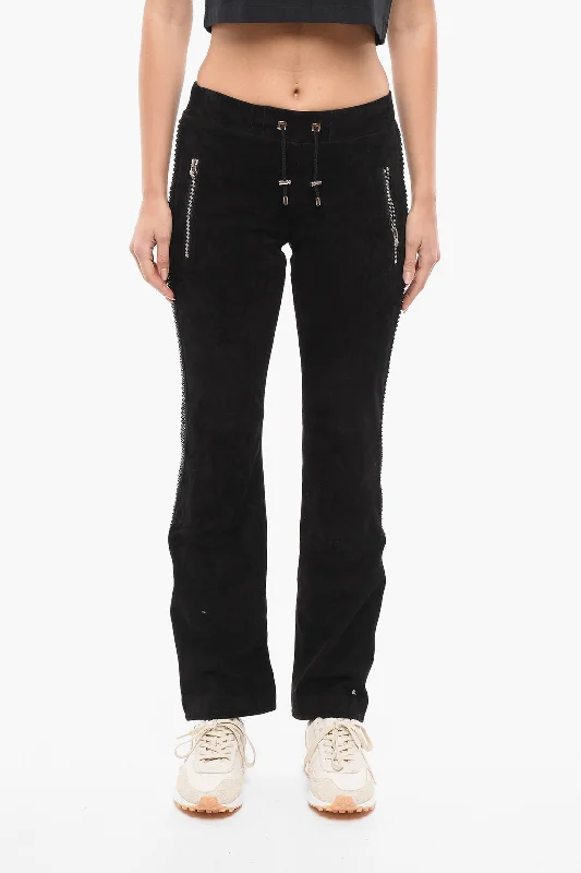 Lightweight pants for hot weather -Philipp Plein Suede TOO GOOD Sweatpants with Crystals