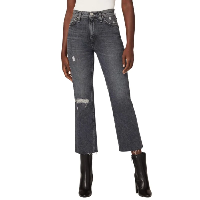 Stretchy casual pants for easy movements -Remi High-Rise Straight Crop Jean In Cosmos