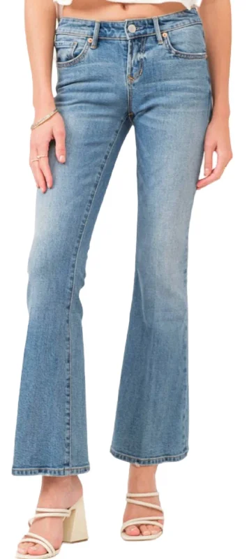 Wide-leg denim pants for a relaxed vibe -Rosie Mid Rise Flare Jeans In Collister