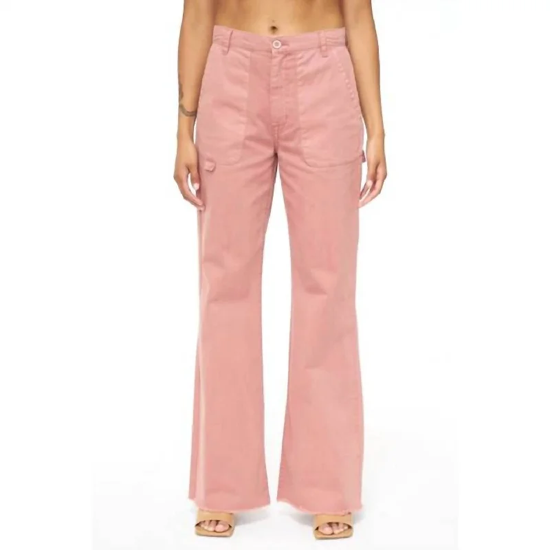 Relaxed pants for laid-back weekends -Sasha High-Rise Relaxed Flare Pants In Clay