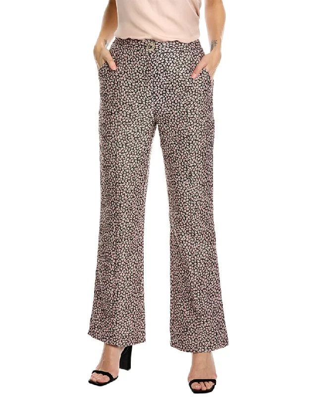 Lightweight linen pants for beach days -SISTER JANE Harvest Jacquard Flared Trouser