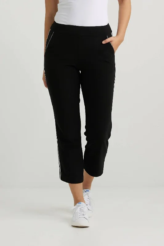 Long pants for cooler weather -Striped Pants In Black/vanilla