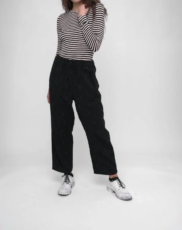 Trendy pants for summer fashion -Striped Wide Leg Pant In Black