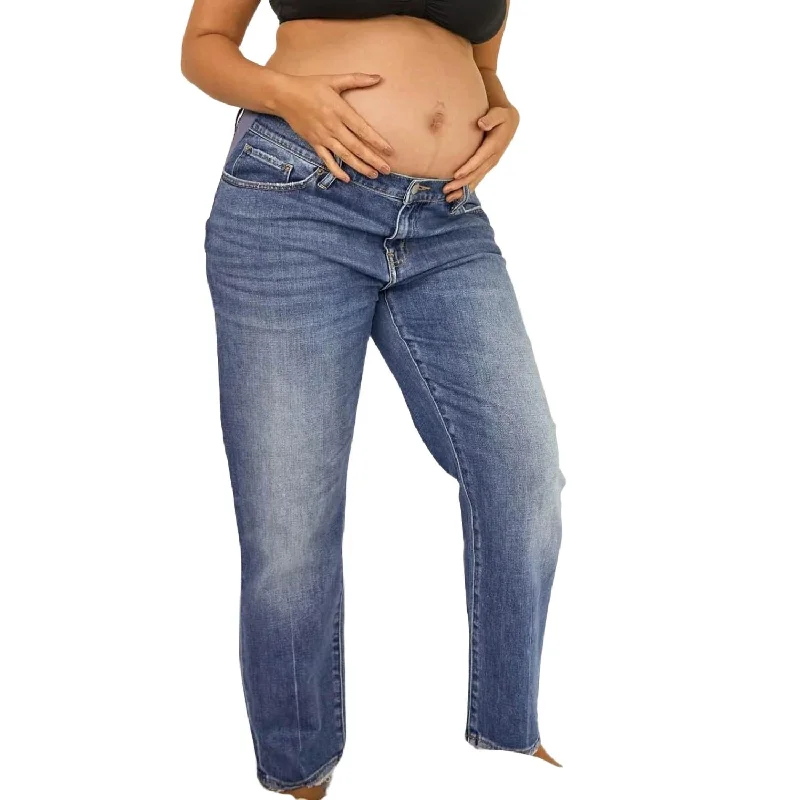 Durable work pants for tough jobs -The Under The Belly Boyfriend Maternity Jean In Indigo