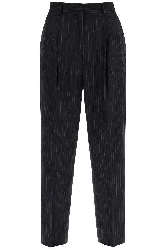 Classic denim pants for a timeless look -Toteme Women's Double Pleated Pinstripe Trousers