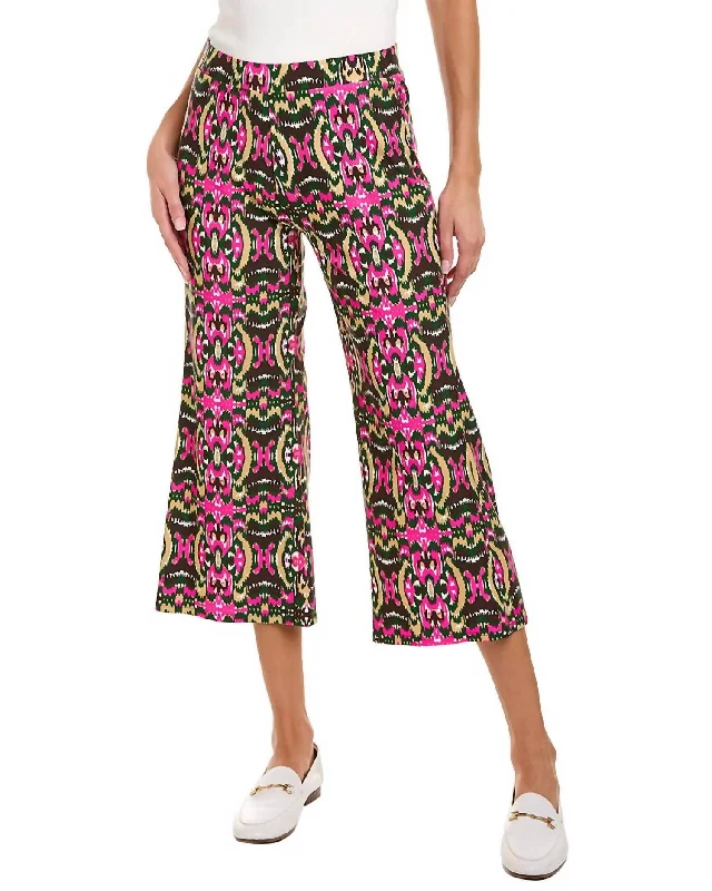 Relaxed fit corduroy pants for winter -Trixie Cropped Pant In Ikat Jungle Multi