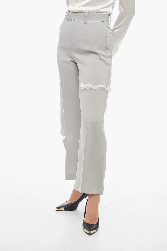 Tailored black pants for professional dress -Undercover 4 Pocket Cut-out Pants with Lace Details