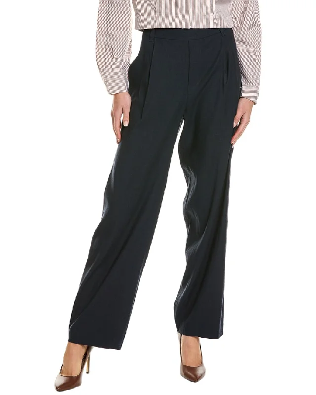 Trousers pants for professional outfits -Vince Straight Leg Pull-On Linen-Blend Pant