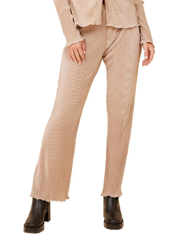 Stylish pants for casual outings -Vintage Havana Lettuce Edge Pleated Pant