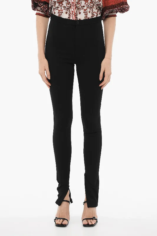 Chino style pants for smart casual days -Wardrobe.nyc High-Waisted Stretch Fabric Pants with Ankle Zip