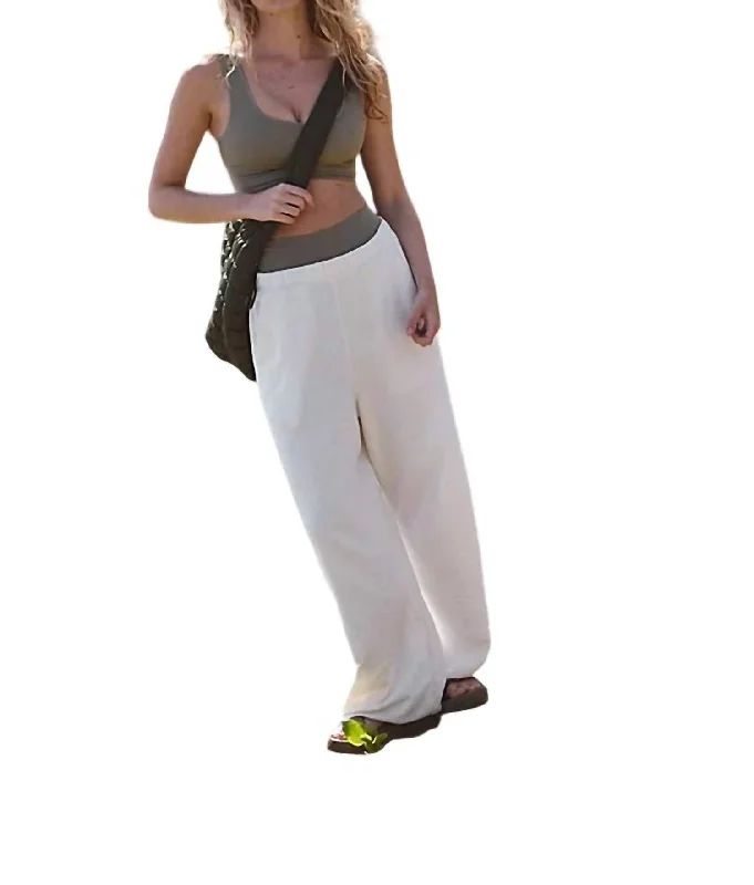 Soft jogger pants for a casual look -Warm Down Solid Sweatpants In Ivory