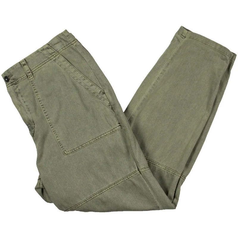 Classic corduroy pants for cool weather -Womens High Rise Cuffed Cargo Pants