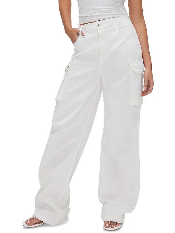 Light jogger pants for warm weather -Womens Twill High Rise Cargo Pants