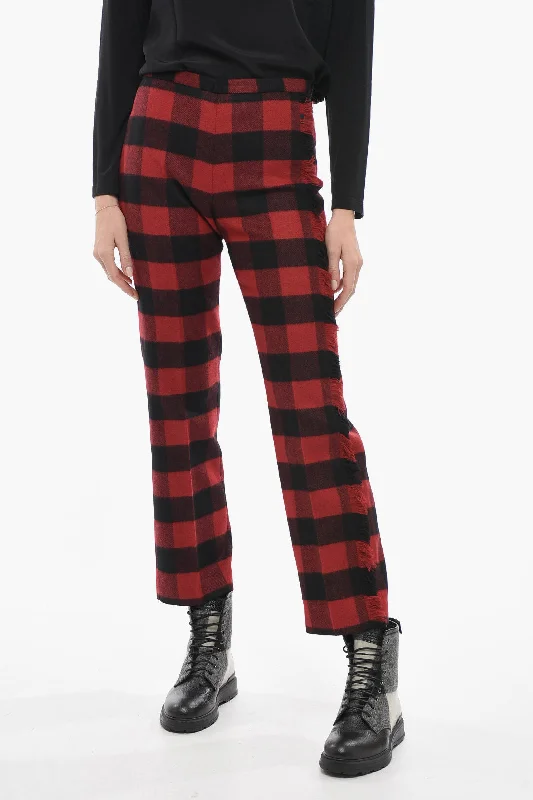 Relaxed denim pants for everyday comfort -Woolrich Stretch Wool Pants with Check Pattern