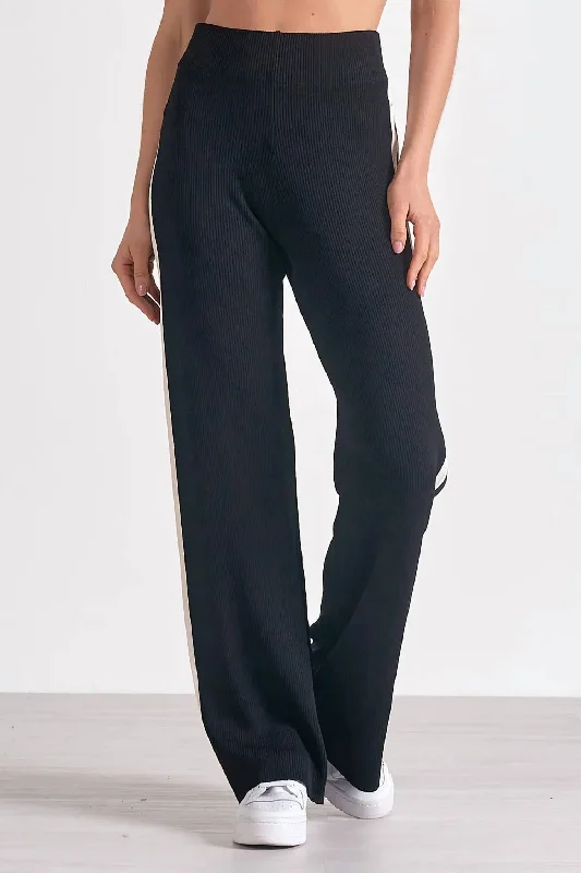 Trendy denim pants for casual weekends -Wyatt Pant Pull On Side Pant In Black/white