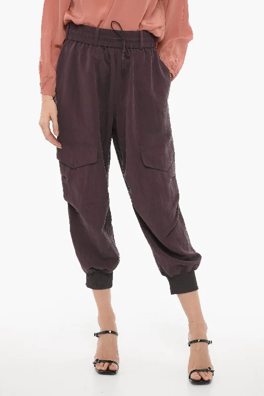 Casual linen pants for summer days -Y-3 by Yohji Yamamoto ADIDAS Wide Leg Cargo Pants with Elastic Waistband